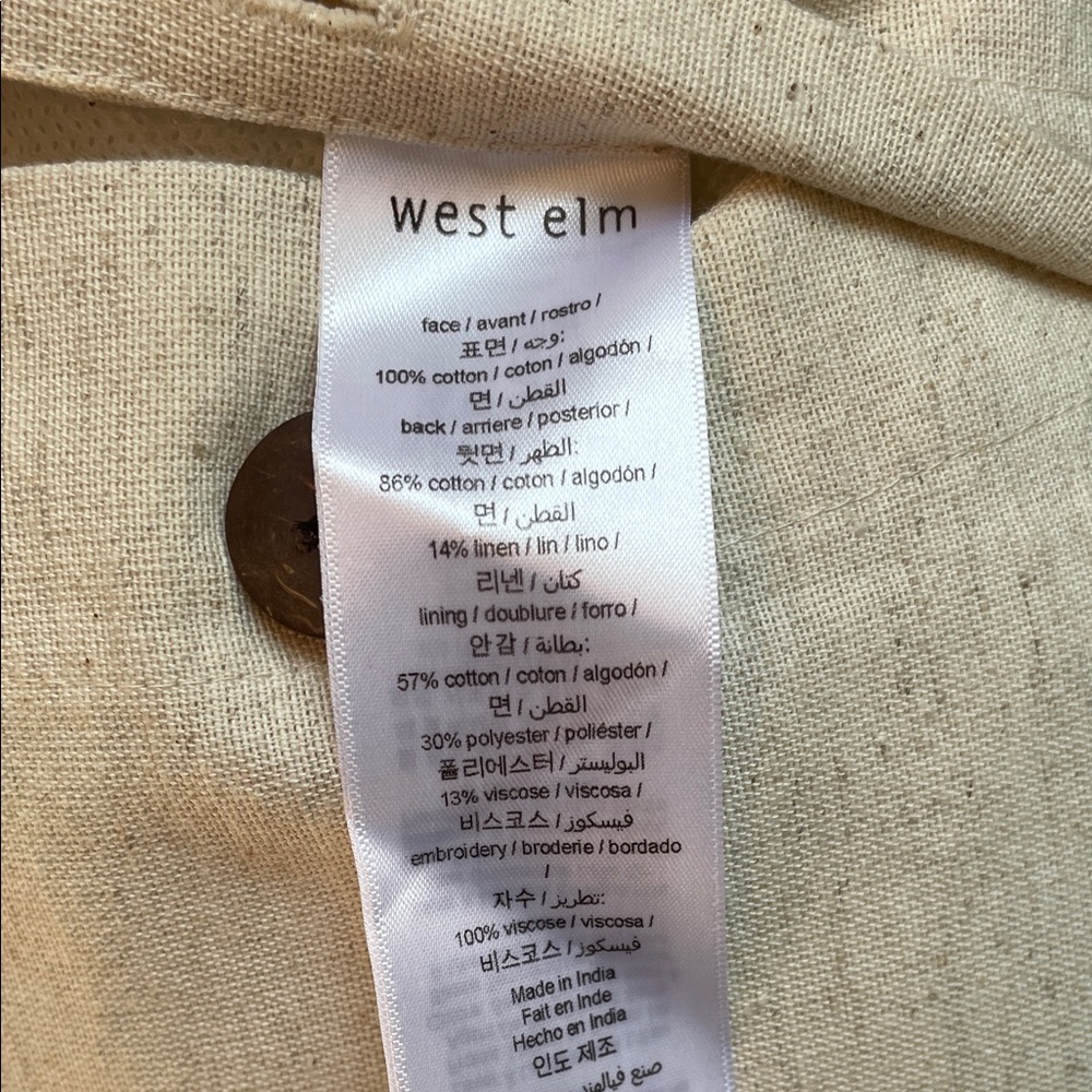 West Elm Natural Cotton Blend Fabric Throw pillows. - Picture 2 of 5